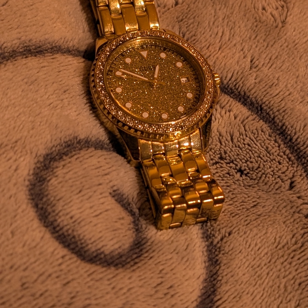 Guess Gold-Tone Watch with Crystal Details